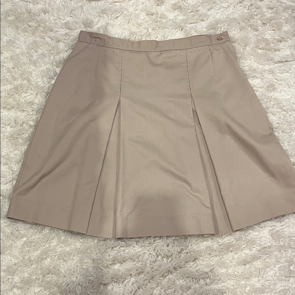Stylish Tan Kids Pleated Skirt